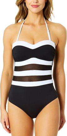 Anne Cole Strapless Colorblock Mesh One-Piece