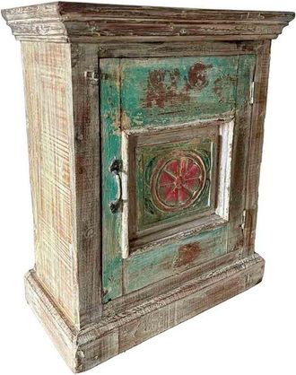 Wanderlust Deco Mesita De Madera Acabado Artesanal Azul 53x27x69