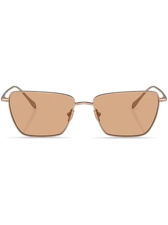 Giorgio Armani tinted-lens rectangle-frame sunglasses - women - Steel - 56 - Gold