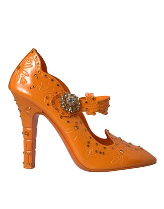 Dolce & Gabbana Womens Embellished Pvc Pumps Mary Jane Style - Orange - Size EU 39