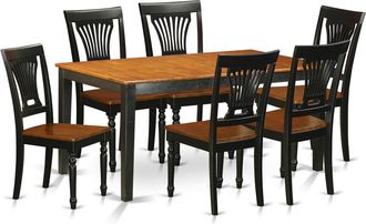 East West Furniture 7 PC Table set-Dining Table and 6 Wood Dining Chairs