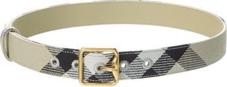 Burberry Check Canvas & Leather Belt
