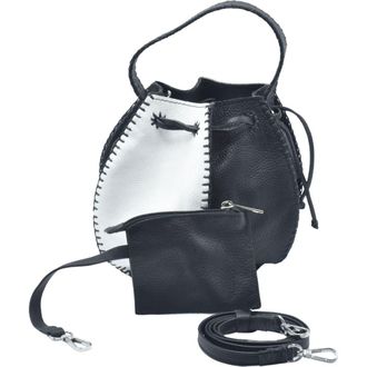 Carlos Falchi Tall Bucket Top Grain Leather Bag in Black White at Nordstrom