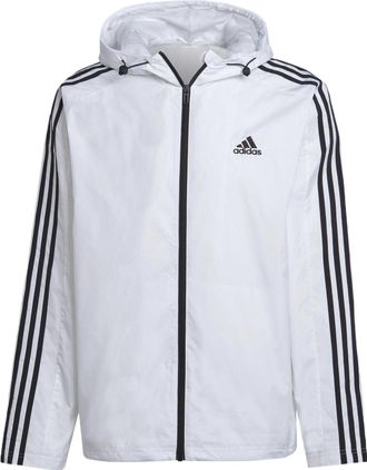 adidas Essentials 3-Stripes Woven Windbreaker Jacket White IB0382