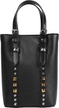 Valentino Garavani Rockstud Mini Shopping Bag - Dames - Schoudertassen - Zwart - ONE Size - Leer - Tassen