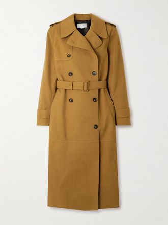Stella McCartney Trench Doppiopetto Oversize In Tessuto Scamosciato Con Cintura - Marrone