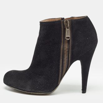 Saint Laurent Size 38 Black Suede Ankle Length Boots