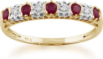 Gemondo Classic Ruby & Diamond Half Eternity Ring in 9ct Yellow Gold