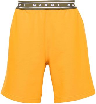 Marni logo-waistband track shorts - men - Organic Cotton/Polyester - 48 - Orange