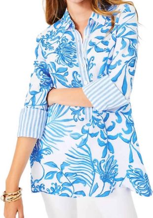 Lilly Pulitzer Riverlyn Pieced Print Tunic In Resort White Glisten In The Sun