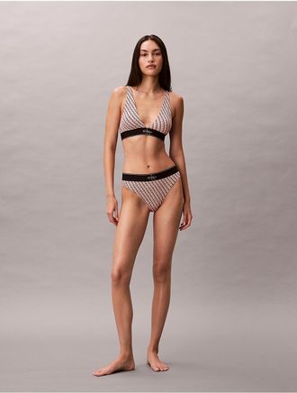 Calvin Klein Womens Graphic Monogram Microfiber Stretch High Waist Bikini - Open Pink - XL