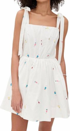 En Saison Nellie Embroidered Corset Style Mini Dress In White, Multicolor
