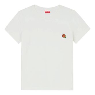 Kenzo T-Shirts, female, White, XS, Embroidered Cotton T-shirt