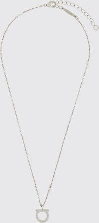 Ferragamo Collana in ottone color argento con dettagli in vetro