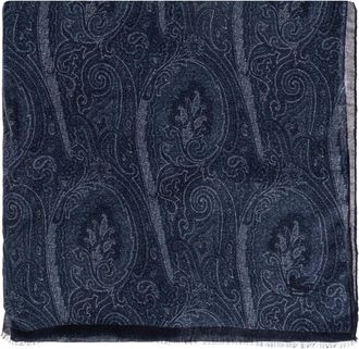 Etro Paisley Sjaal - Heren - Sjaals - Blauw - ONE Size - Satijn - Accessoires