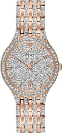Bulova Swarovski Crystal Two-Tone Bracelet Watch, 32mm x 7mm in Rose Gold at Nordstrom Rack