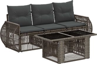 vidaXL Conjunto De Sof&aacute;s De Jard&iacute;n 4 Uds. Gris Y Gris Oscuro Vidaxl