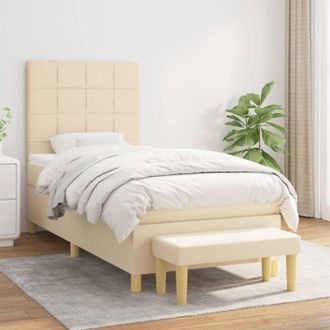 vidaXL Cama Box Spring Con Colch&oacute;n Tela Color Crema 90x200 Cm