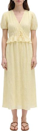 M&S Collection Textured Tie Waist Dress in Yellow at Nordstrom, Size 12