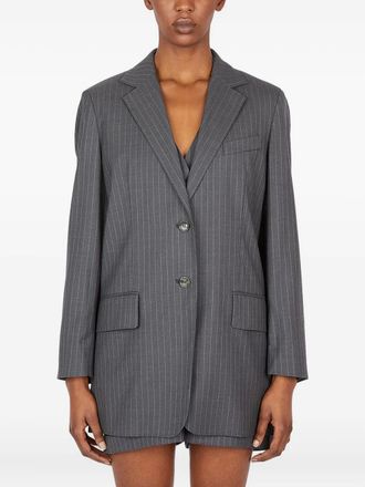 Max Mara single-breasted pinstripe blazer - women - Wool - 42 - Grey