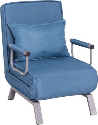 Costway Costway - Poltrona Letto Singolo, Poltroncina Pieghevole, Schienale Regolabile Per Soggiorno, 83x59x78,5cm, Blu