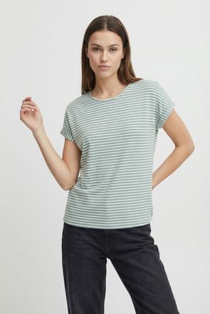 Only Carmakoma Kurzarmshirt ONLY CARMAKOMA CARMOSTER STRIPE S/S O-NECK TOP JRS NOOS, Damen, Gr. M, jadeite stripes:cloud dancer, Jersey, Obermaterial: 75% Viskose, 2