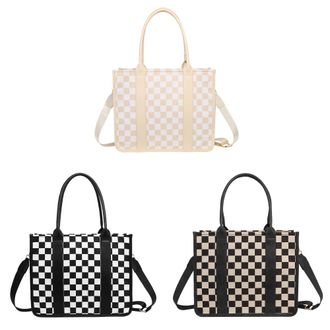 Generic Kexpery Womens Handbag Nylon Checkered Adjustable Messenger Bag Large Capacity Travel Shopping and Work Bag