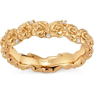 Made by Mary Cubic Zirconia Birthstone Flower Eternity Band Ring in Gold June at Nordstrom, Size 10