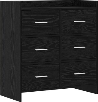 vidaXL Aparador Roble Negro 75 X 33 X 80 Cm Madera De Ingenier&iacute;a Vidaxl