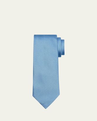 Ermenegildo Zegna Mens Tonal Micro-Grid Tie