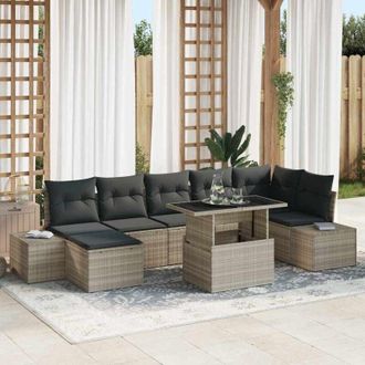 vidaXL Conjunto De Sof&aacute; De Jard&iacute;n Con Coj&iacute;n 8 Pcs Gris Claro Vidaxl