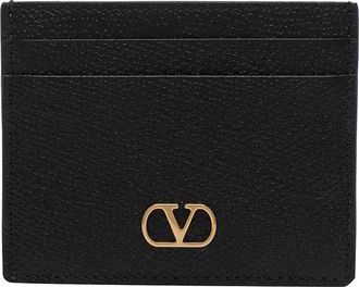 Valentino Garavani Black Vlogo Signature Card Holder