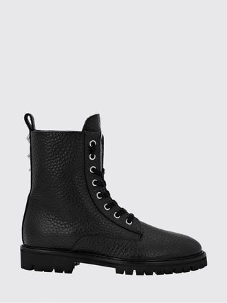 Philipp Plein Lace-Up Grained Leather Combat Boots with Lug Sole