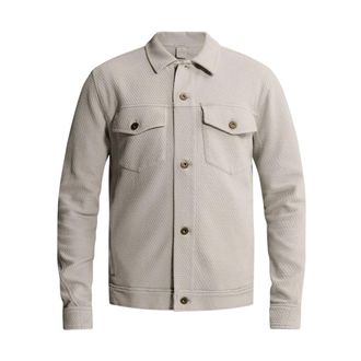 Cast Iron Button Jacket Regular Fit Jacquard - Heren - Jassen - Beige - Maat: L Katoen