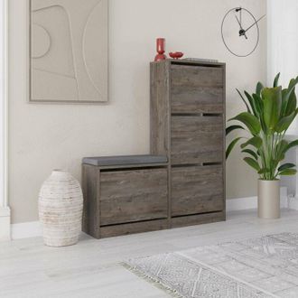 Dmora Zapatero Alpherg, Zapatero, Armario De Entrada Multiusos, Zapatero, 105x26 H119 Cm, Marr&oacute;n - Dmora