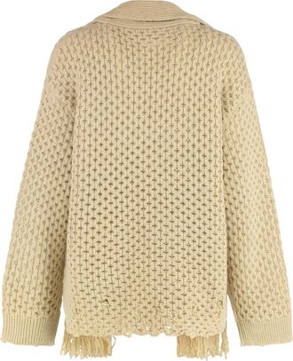Maison Margiela Womens Crew-Neck Wool-Blend Sweater Beige Melange Virgin Wool Sweatshirts