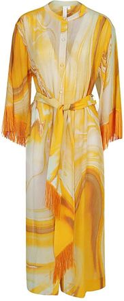SIMKHAI Odelia Bedrukte Cover Up - Dames - Casual kleedjes - Oranje - M - Katoen - Kleedjes