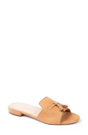 Patricia Green Capri Tassel Flat Slide Sandal in Tan Suede at Nordstrom, Size 10