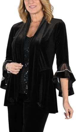 Frank Lyman Design Stunning Velvet Knit Cardigan In Black