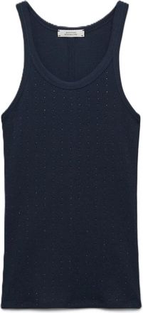 Dorothee Schumacher Geribbelde Tanktop met Hotfix Versiering - Dames - Tops zonder mouwen - Blauw - L - Katoen - Tops