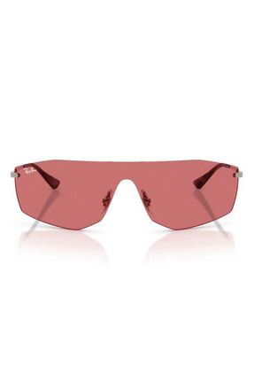 Ray-Ban 141mm Irregular Shield Sunglasses in Gunmetal/red Hiper at Nordstrom