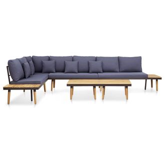 vidaXL Juego Muebles De Jard&iacute;n 5 Plazas Y Cojines Madera Acacia Marr&oacute;n Vidaxl