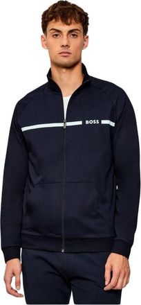 HUGO BOSS Hoodies & sweatvesten, Heren, Blauw, M, Katoen, Zip-through Jacket