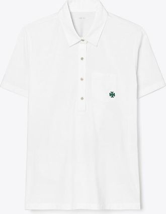 Tory Burch Womens Mercerized Cotton Polo in White, size XS