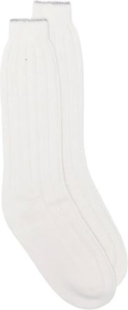 Eleventy Geribbelde sokken - Wit