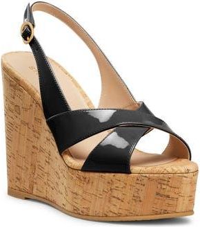 Stuart Weitzman Dayna Slingback Platform Wedge Sandal in Black at Nordstrom Rack, Size 8.5