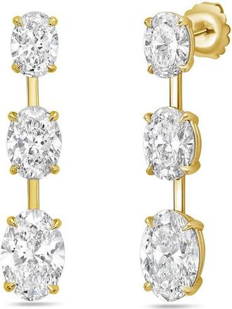 Diana M. Jewels 14kt Yellow Gold 8ct Lab Grown Graduated Oval Diamond Drop Earrings with Bar Spacing