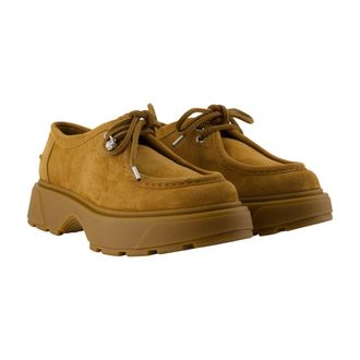 Alexander McQueen Mens Suede Platform Derby Brown Calfskin