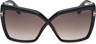 Tom Ford FIORE Smoke Gradient Butterfly Ladies Sunglasses FT1195 01B 63
