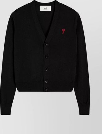 Ami heart cardigan with ribbed cuffs and v-neckline